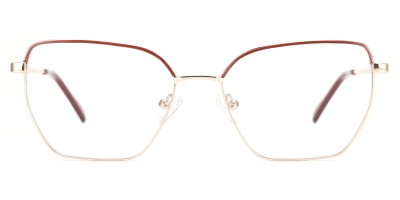 Vkyee prescription square women eyeglasses in metal materials, front color red.
