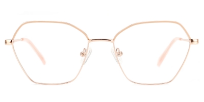 Vkyee prescription square women eyeglasses in metal materials, front color brown.
