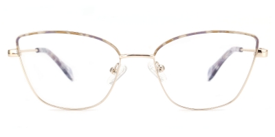 Vkyee prescription square women eyeglasses in metal materials, front color flower.