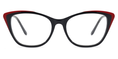 Vkyee prescription cat-eye women eyeglasses in mixed materials, front  color red.