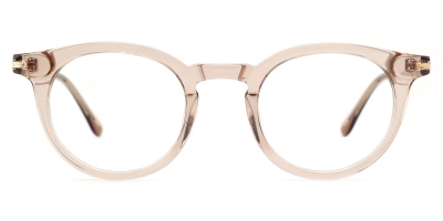 Vkyee prescription oval unisex eyeglasses in mixed materials , front  color champagne.