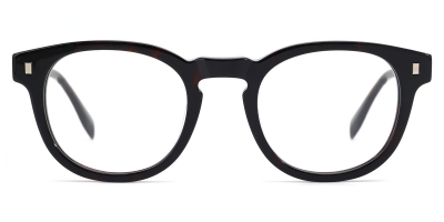 Vkyee prescription unisex eyeglasses in round shape made by mixed material, front color tortoise