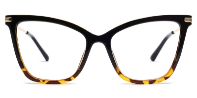 Vkyee prescription women eyeglasses in cat-eye shape made by plastic material, front color tortoise