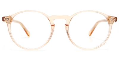 Vkyee prescription women eyeglasses in round shape made by acetate material, front color orange