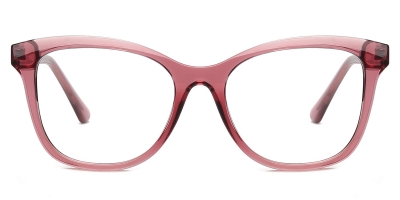 Vkyee prescription square female eyeglasses in TR90 material, front color rosy.