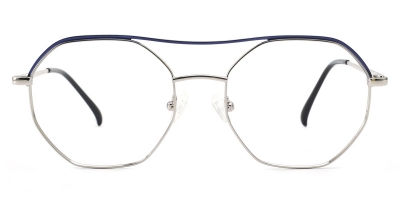 Vkyee prescription geometric shaped unisex eyeglasses in other metal material,front color blue .