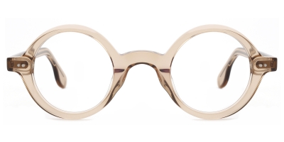 Vkyee prescription round unisex eyeglasses in acetate material, front color champagne.