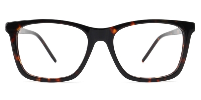 Vkyee prescription rectangle unisex eyeglasses in mixed material, front color tortoise.