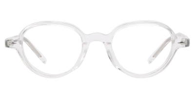 Vkyee prescription round men eyeglasses in acetate materials, front color clear.