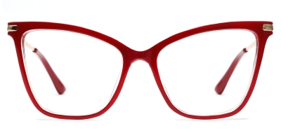 Vkyee prescription women eyeglasses in cat-eye shape made by plastic material, front color red