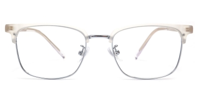 Vkyee prescription optical eyeglasses male square mixed materials frame, front color white