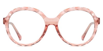 Vkyee prescription round female eyeglasses in TR90 material, front color pink.