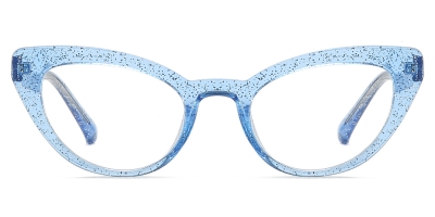 Vkyee prescription cat eye female eyeglasses in TR90 material, front   color blue.