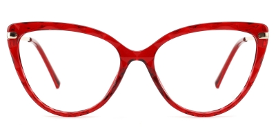 Vkyee prescription cateye female eyeglasses in TR90 material ,front color red .