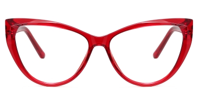 Vkyee prescription optical eyeglasses female oval TR90 frame,front color red 
