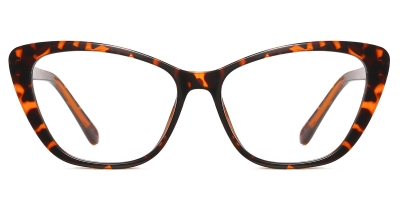 Vkyee prescription oval female eyeglasses in TR90 material, front color tortoise.