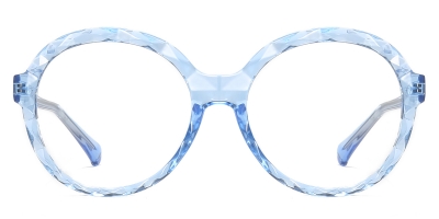 Vkyee prescription round female eyeglasses in TR90 material, front color blue.