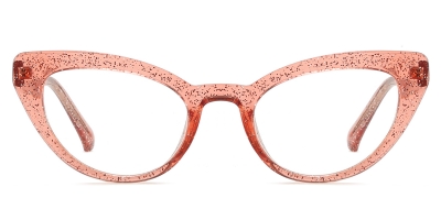 Vkyee prescription cateye female eyeglasses in TR90 material, front color pink .