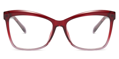 Vkyee prescription square female eyeglasses in TR90 material, front color red.