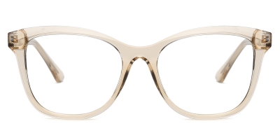 Vkyee prescription square female eyeglasses in TR90 material, front color champagne, 