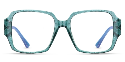 Vkyee prescription square women eyeglasses in TR90 material, front  color green.