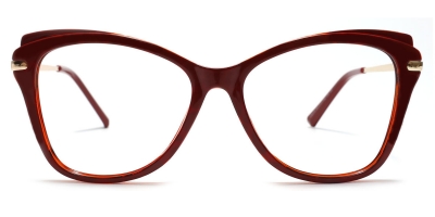 Vkyee prescription geometric women eyeglasses in other plastic materials, front color red