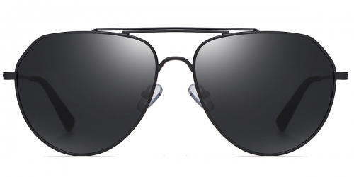 Vkyee prescription aviator unisex eyeglasses in metal material, front color black.