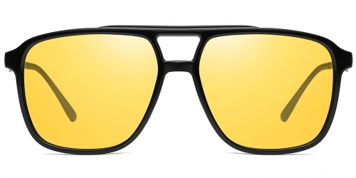 Vkyee prescription oval male sunglasses in TR90 materials, front color black-yellow