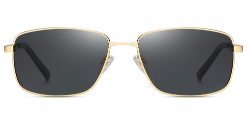 Vkyee prescription rectangle men sunglasses in metal materials, front color gold