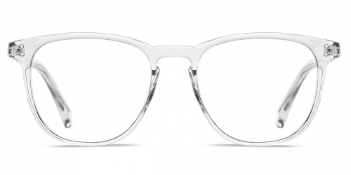 Vkyee prescription unisex eyeglasses in oval shape made by other TR90 material, front color clear.