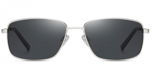 Vkyee prescription rectangle men sunglasses in metal materials, front color silver-gray