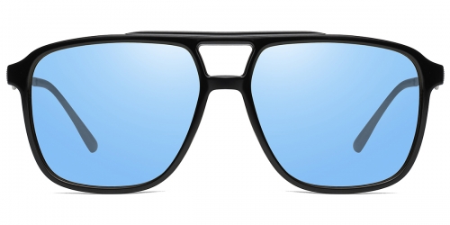 Vkyee prescription oval male sunglasses in TR90 materials, front color black-blue