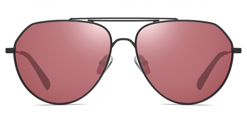 Vkyee prescription aviator unisex eyeglasses in metal material, front color black/red.