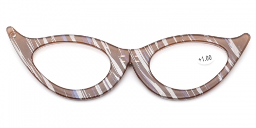 Vkyee prescription cat-eye unisex eyeglasses in mixed material, color brown
