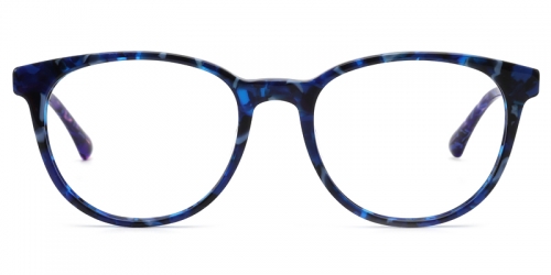 Vkyee optical prescription eyewear unisex round acetate frame,front color blue