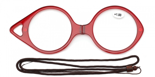 Vkyee prescription round unisex eyeglasses in mixed material, color red