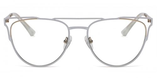 Vkyee prescription optical eyeglasses female round metal frame,front color white