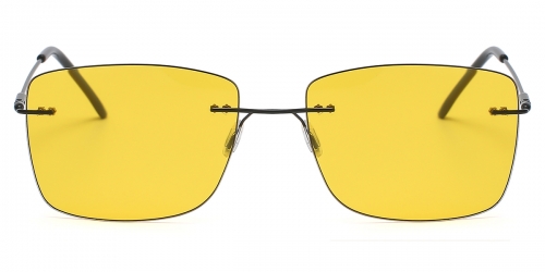 Vkyee prescription square male sunglasses in metal materials, front color black-yellow