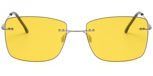 Vkyee prescription square male sunglasses in metal materials, front color silver-yellow