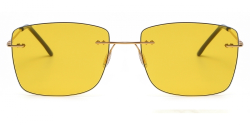 Vkyee prescription square male sunglasses in metal materials, front color gold-yellow