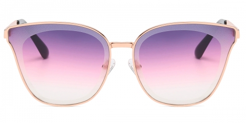 Vkyee prescription cat-eye women sunglasses in metal material, front color gold-pink