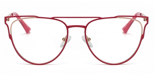 Vkyee prescription optical eyeglasses female round metal frame,front color red