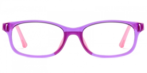 Vkyee prescription kids optical eyeglasses unisex rectangle TR frame,front color purple