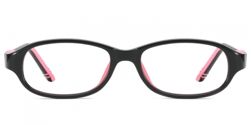 Vkyee prescription kids optical eyeglasses unisex oval TR frame,front color black