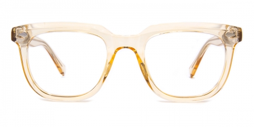 Vkyee prescription square unisex eyeglasses in mixed materials, front color champagne