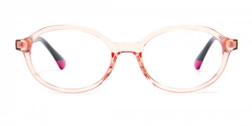 Vkyee prescription oval women eyeglasses in mixed materials, front color pink.