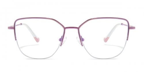 Vkyee prescription square women eyeglasses in mixed materials, front color pink.