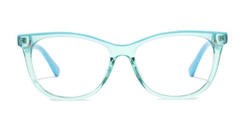 Vkyee prescription oval women eyeglasses in acetate materials, front color blue.