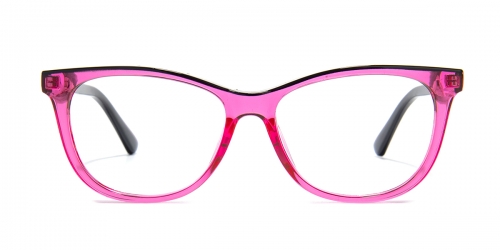 Vkyee prescription oval women eyeglasses in acetate materials, front color pink.