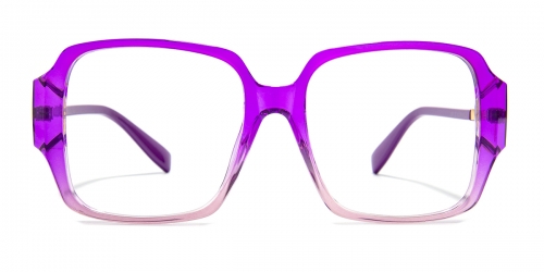 Vkyee prescription square women eyeglasses in mixed materials, front color purple.